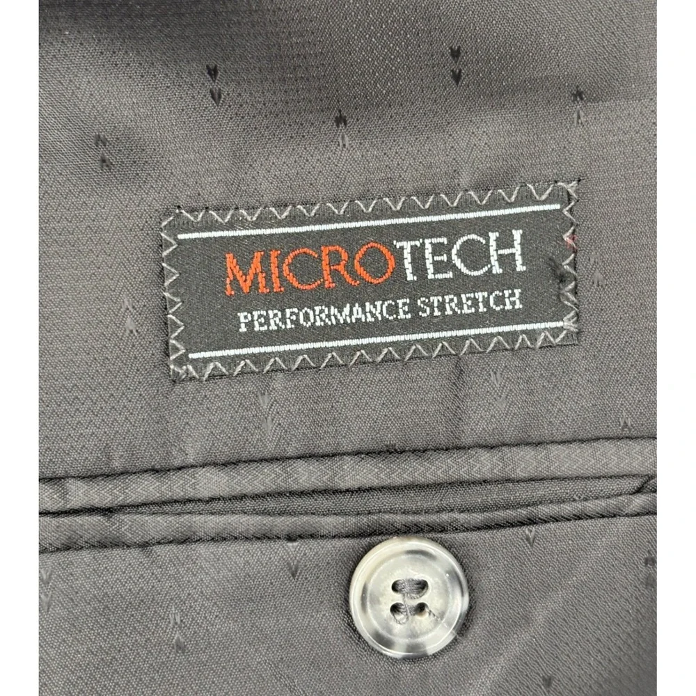 Angelo Rossi Suit Set Mens 44R 38W Charcoal Grey 2-Piece Micro-Tech